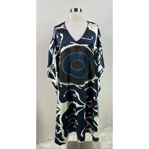Ashro Satin Kaftan V-Neck Mid Length Dress